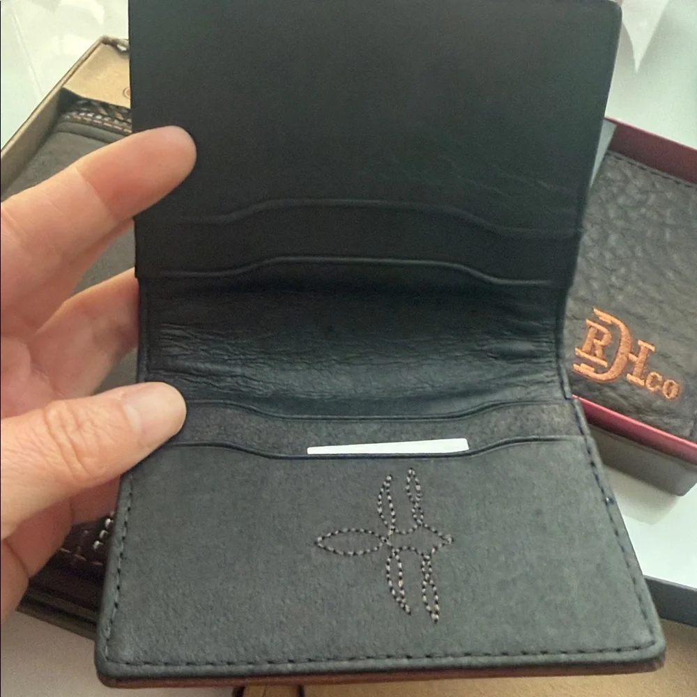 Justin Boots Dark Brown Leather Wallet and Card Holder Set